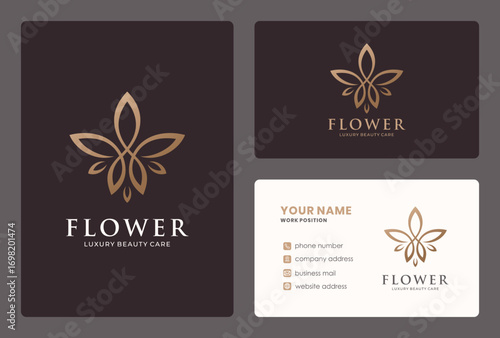 luxury flower logo design with business card template.