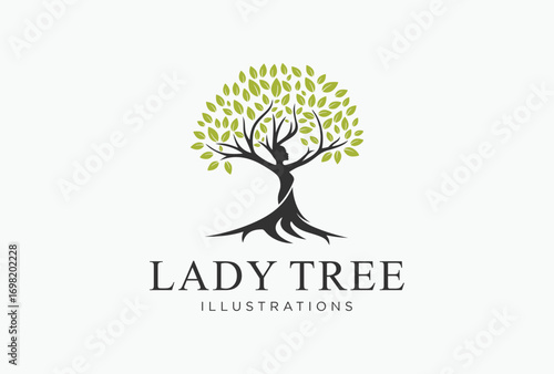 lady tree logo design in a symbol tree of life  style.