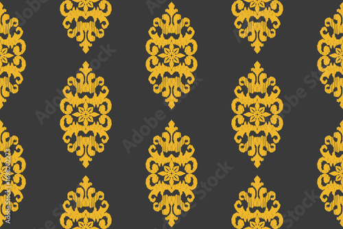 Seamless fabric pattern with traditional ornaments Design for backgrounds, carpets, wallpapers, clothes, wraps, batik, fabrics.
