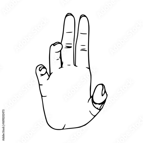 human hand with ring finger down