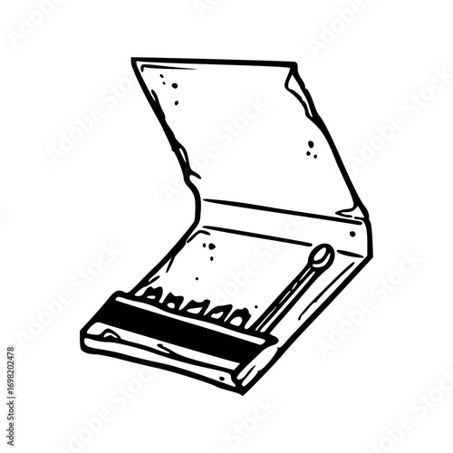 retro style matchbox with single match