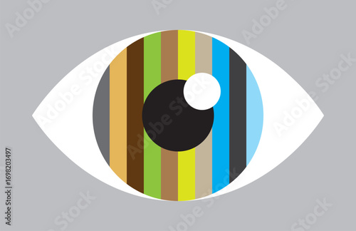 Multicolored eye representing racial diversity and equality concept