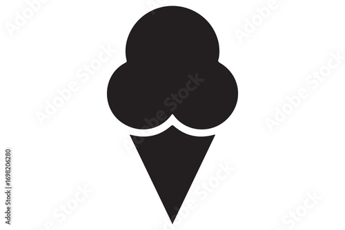 Ice cream cone silhouette icon in black isolated on white background illustration
