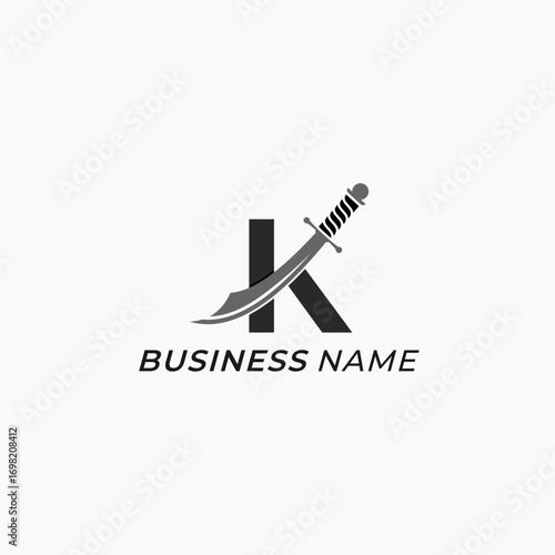 design logo combine letter K and sword