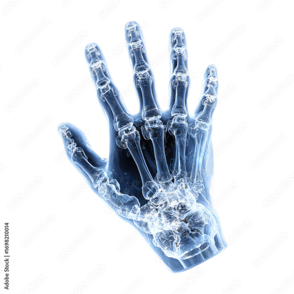 Naklejka premium X-ray image of a hand, showing bones