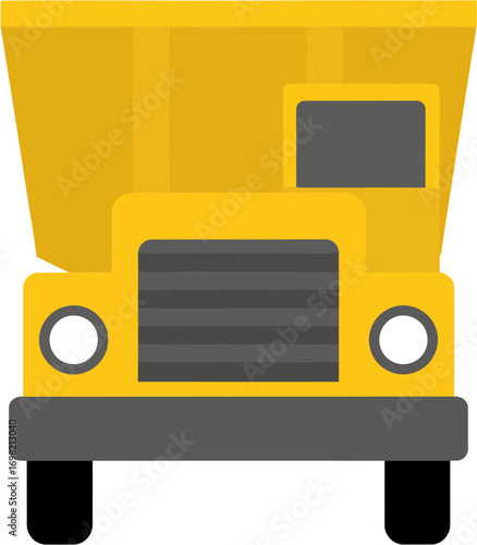 Flat Design Yellow Dump Truck Construction Machinery Transportation Illustration