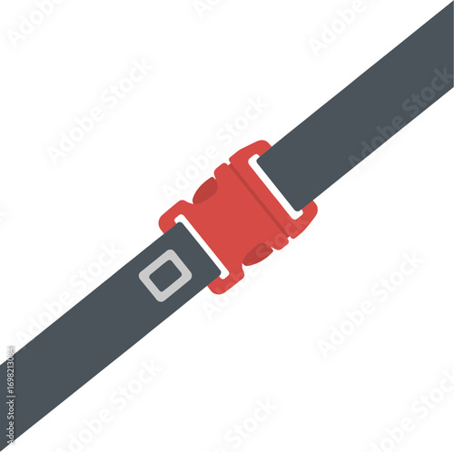 Flat Design Safety Seatbelt Illustration Secure Fastening Mechanism Graphic Element