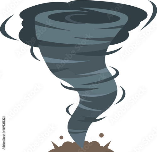 Cartoonish Detailed Tornado Illustration Weather Disaster Danger Nature Graphic Design