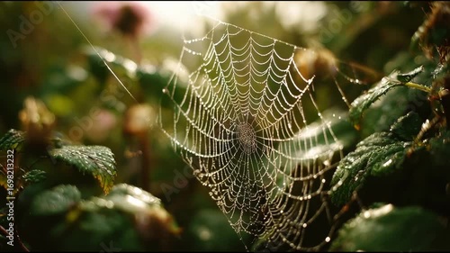 Wallpaper Mural Spider Web Strands Silk Threads Dew Drops Natural Network Background Loop 4K Torontodigital.ca