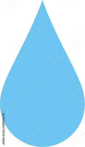 Minimalist Flat Design Blue Water Drop Shape Graphic Element Illustration