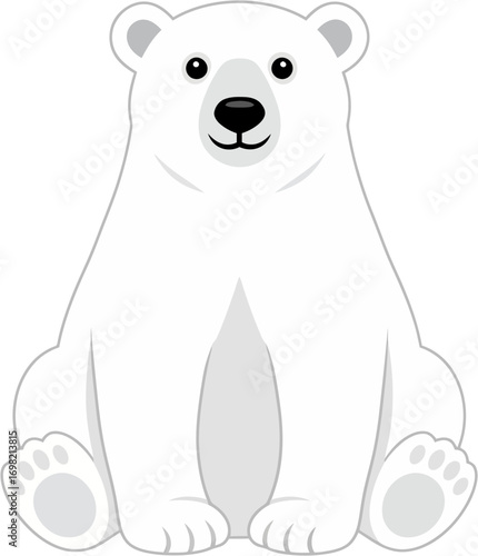 Simple Cute Cartoon Polar Bear Sitting Illustration Graphic Element