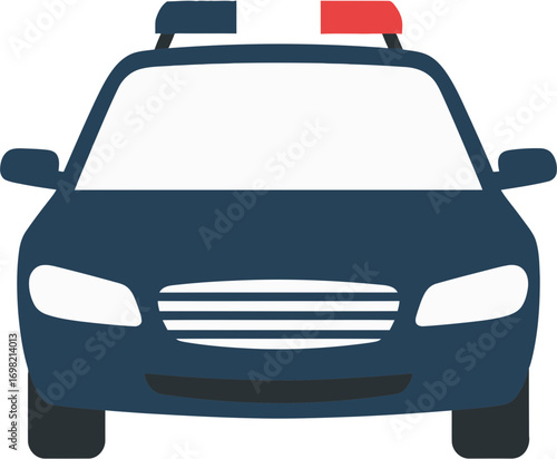 Flat Style Detailed Front View of Police Car Illustration Graphic