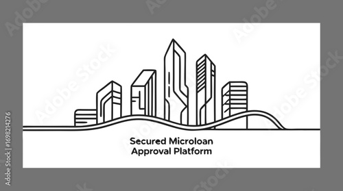 Urban Line Art: A sleek, stylized depiction of a cityscape, rendered in clean, minimalist lines, showcasing a modern aesthetic and architectural finesse. 