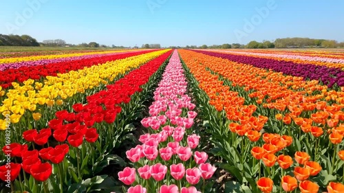 Wallpaper Mural Vibrant Rows of Tulips Blooming in a Colorful Dutch Landscape on a Sunny Spring Day Torontodigital.ca