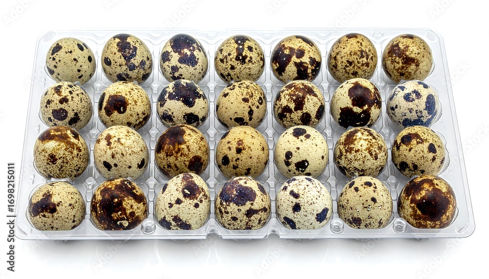 Fototapeta premium Quail eggs in a plastic tray