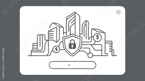 Cybersecurity in the City: Illustrative representation of a cityscape, fortified with a digital shield, underscores the vital role of security in modern urban infrastructure.