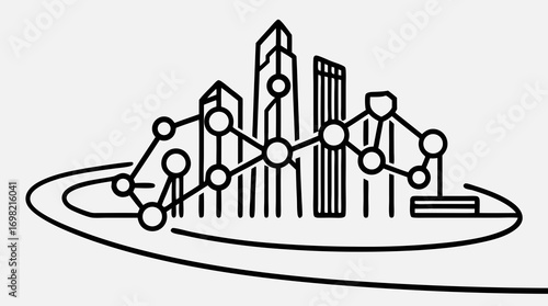 Smart City Conceptualization: An illustration capturing the essence of a smart city, featuring interconnected buildings, intricate networks, and the promise of progress.