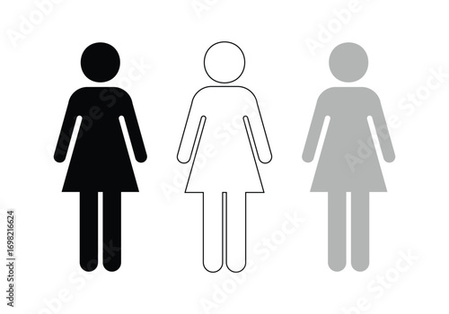 Vector art of three female figures in different styles