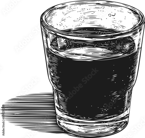 Drinkware vector sketch hand drawn in menu, old fashioned glass with drink — stock vector