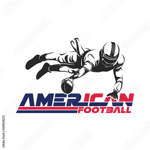 American football player vector illustration, sport athletes football silhouette design