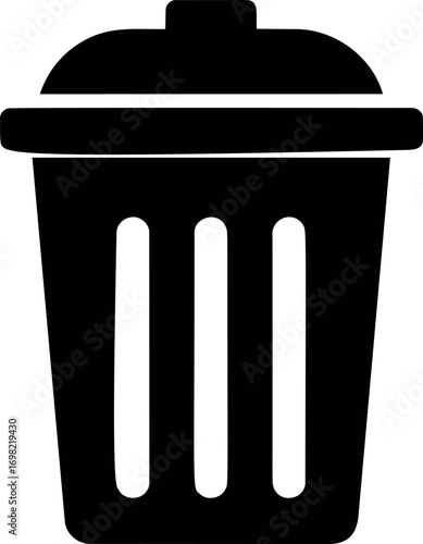 Trash vector hand drawn on icon, trash can icon in bold flat — stock vector