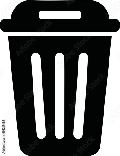 Trash vector hand drawn on icon, trash can icon minimalist black — stock vector