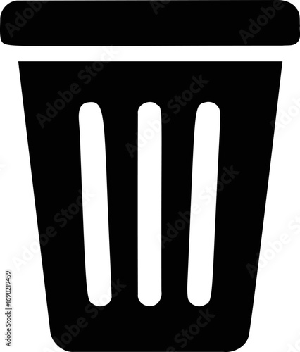 Trash vector hand drawn line art on icon, trash can icon in bold minimal — stock vector