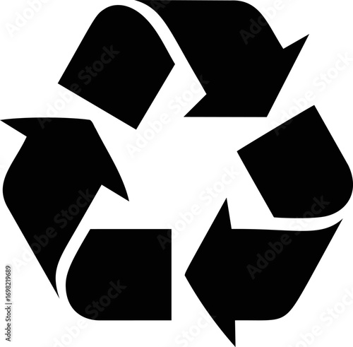 Recycling vector hand drawn in nature, recycling symbol bold black minimalist eco — stock vector