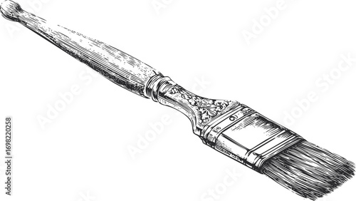 Craft vector sketch hand drawn line art, vintage paint brush illustration — stock vector