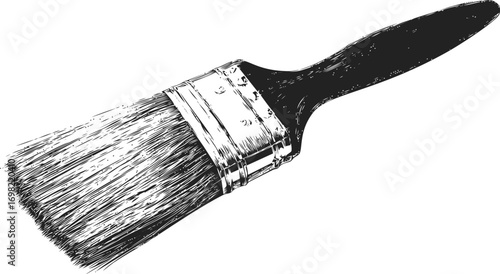 Paint vector sketch hand drawn line art in isolated, paint brush detailed vintage illustration — stock vector