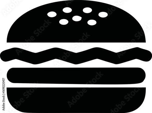 Burger vector hand drawn line art in restaurant, burger icon minimalist with bold black — stock vector