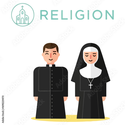 Catholic Priest and Nun Religious Figures.