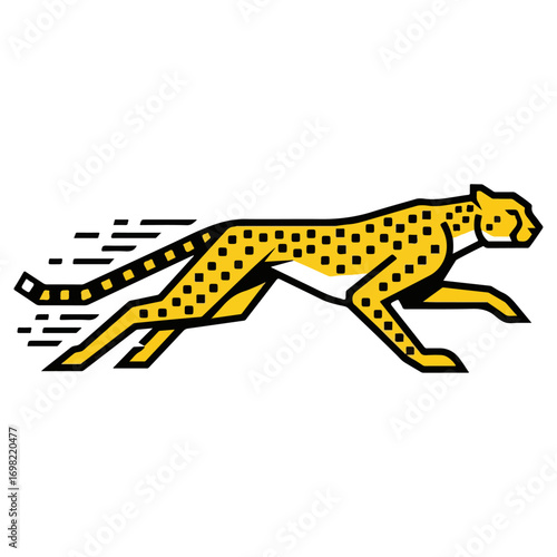 Fast Cheetah Running in Profile View.