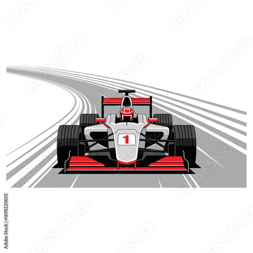 Formula One Racing Car on Track Illustration.