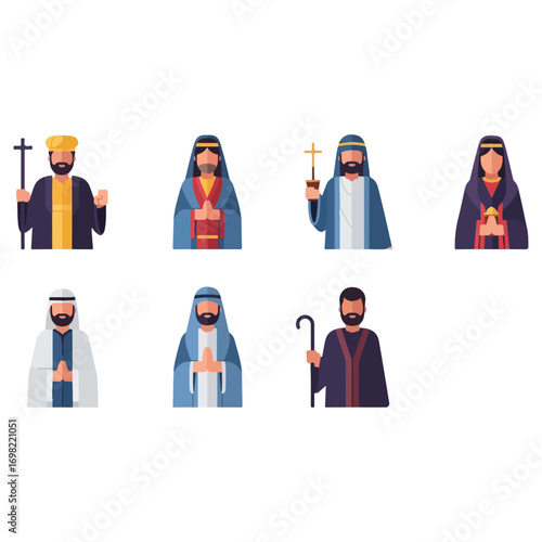 Diverse Religious Figures Illustration.