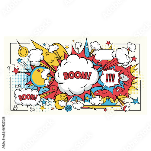 Colorful Comic Book Explosion Illustration.