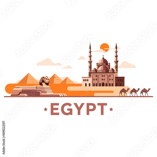 Majestic Egypt - Pyramids, Mosque, and Camels.