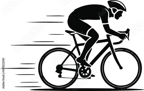 Cyclist Outline Icon  Side View Riding
