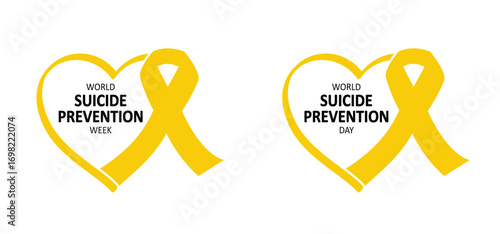 World suicide prevention week or day. Yellow ribbon for supporting people. 113 alarm number concept. You are not alone. Your life matters.World suicide prevention week or day. Yellow ribbon for suppor