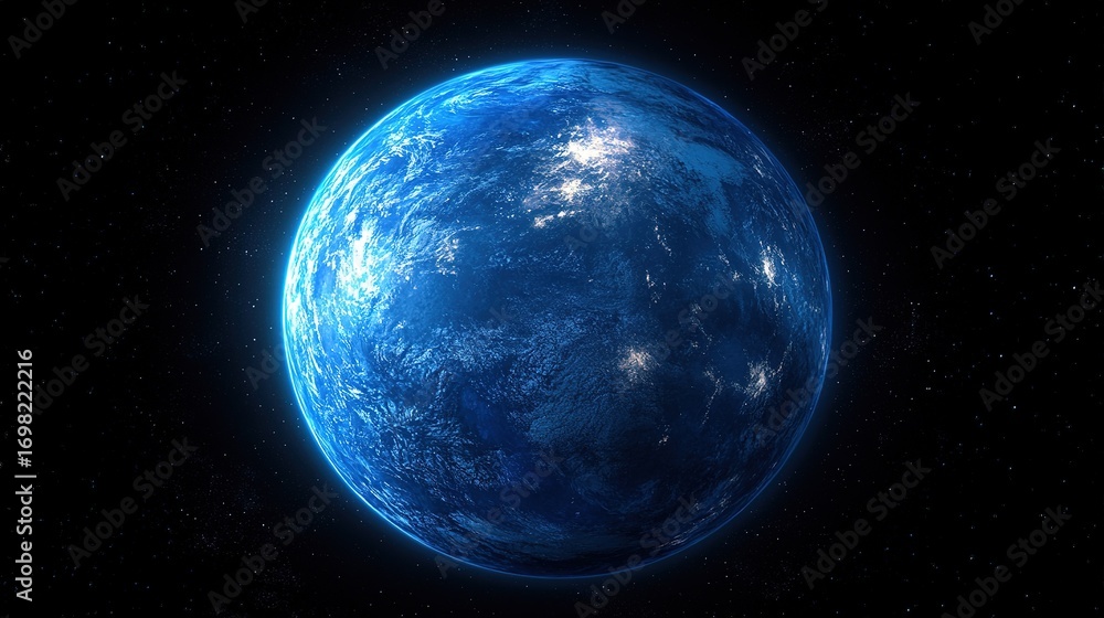 Fototapeta premium Blue Planet Earth in Space with Starry Background