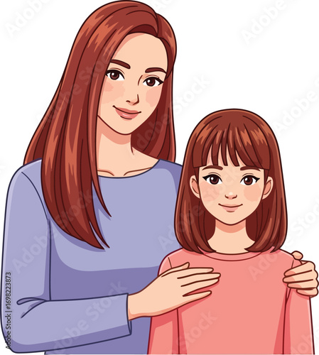 Warm portrait of a mother and daughter sharing a loving embrace, symbolizing family connection and support.