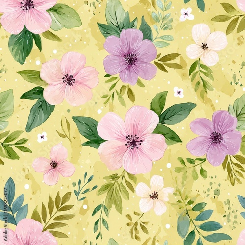 Wallpaper Mural Delicate Floral Watercolor Seamless Pattern Design Featuring Spring Blossoms And Soft Hues Torontodigital.ca