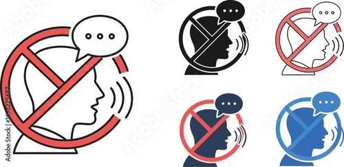 Silence icon, representing no talking or prohibition of speech