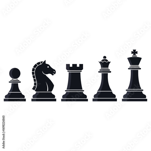 Chess Pieces - Pawn, Knight, Rook, Queen, and King.
