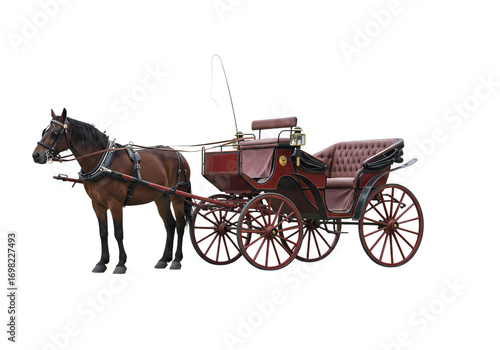 Elegant HorseDrawn Carriage Victorian Era Transportation isolated on transparent background