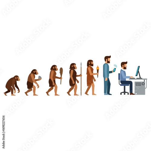 Human Evolution From Ape to Modern Worker.