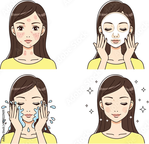 Woman's skincare routine for clear, glowing skin