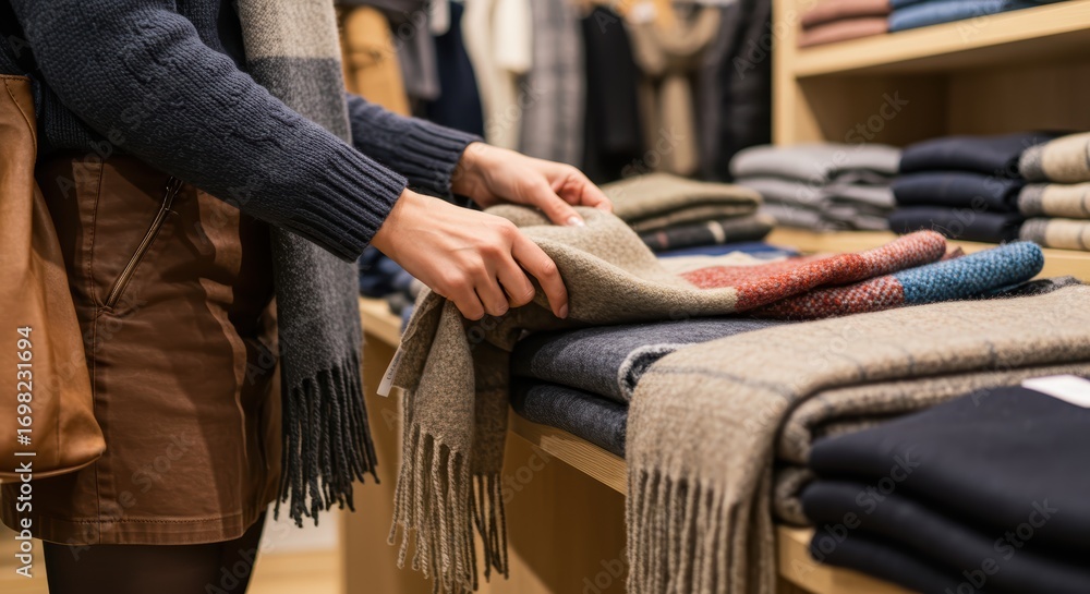 Fototapeta premium A woman choosing a muffler