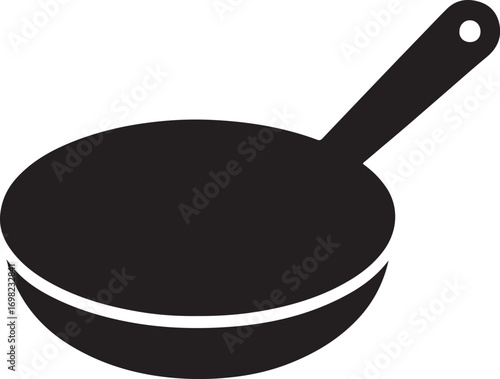 Frying pan silhouette vector illustration for kitchen, cooking, and culinary design projects.