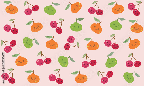 Cute tangerine and cherry pattern